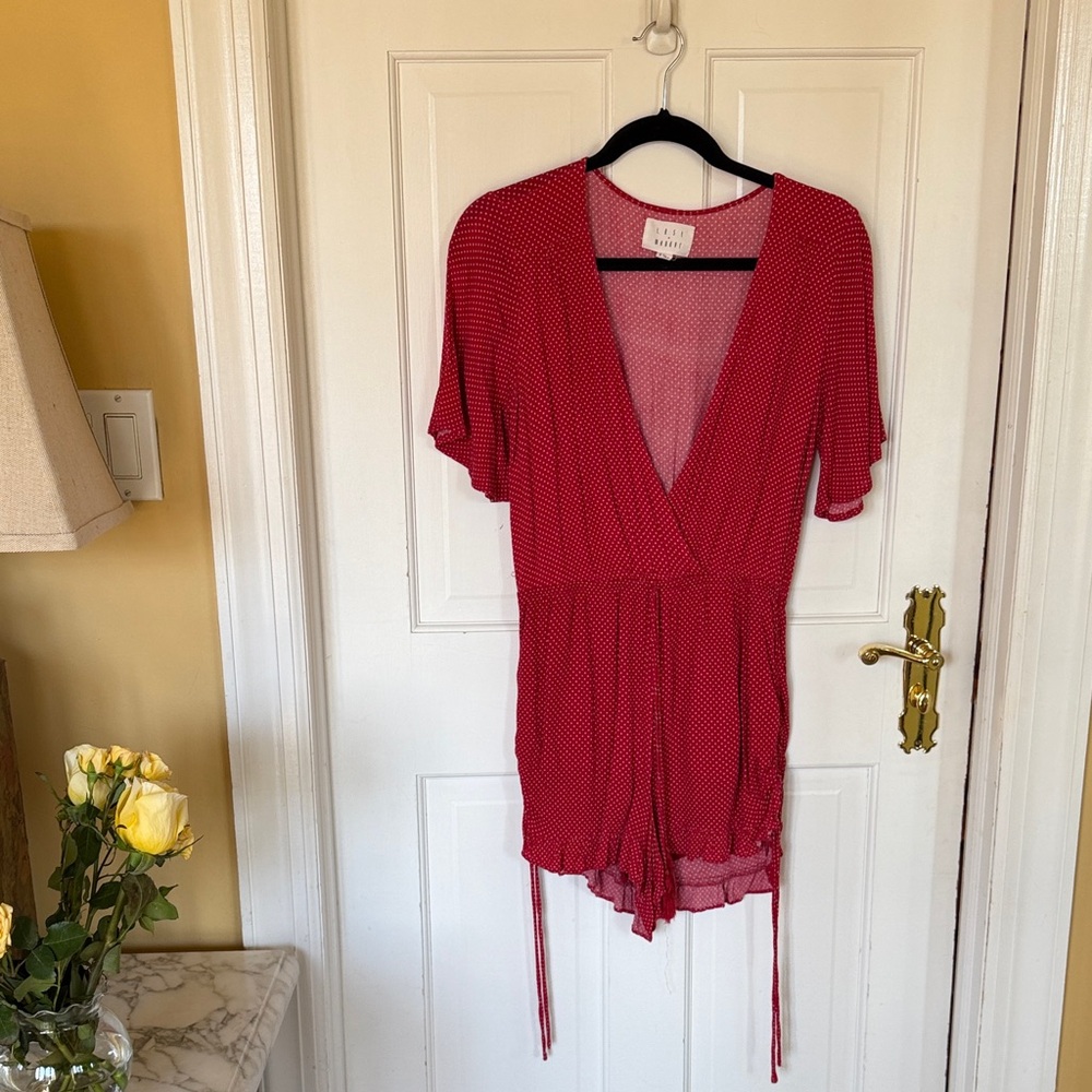 Polka Dot Red Women’s Wrap Romper by Rails